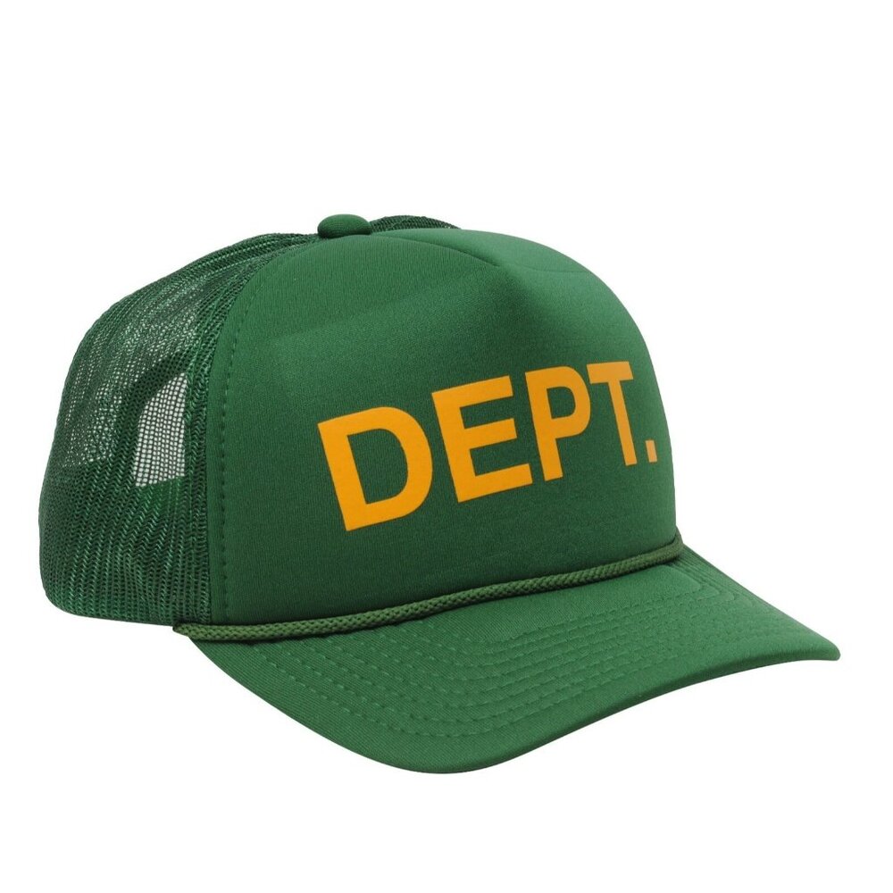 Gallery Dept Unisex Mesh Logo Adjustable Snap Trucker Hat One Size Green Yellow